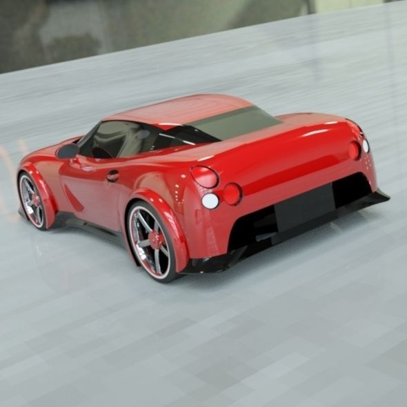 Red sports car concept 3D print model_6