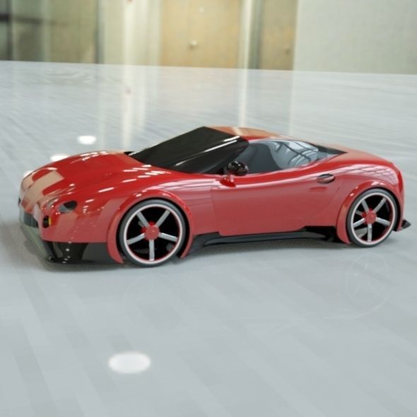Red sports car concept 3D print model_2