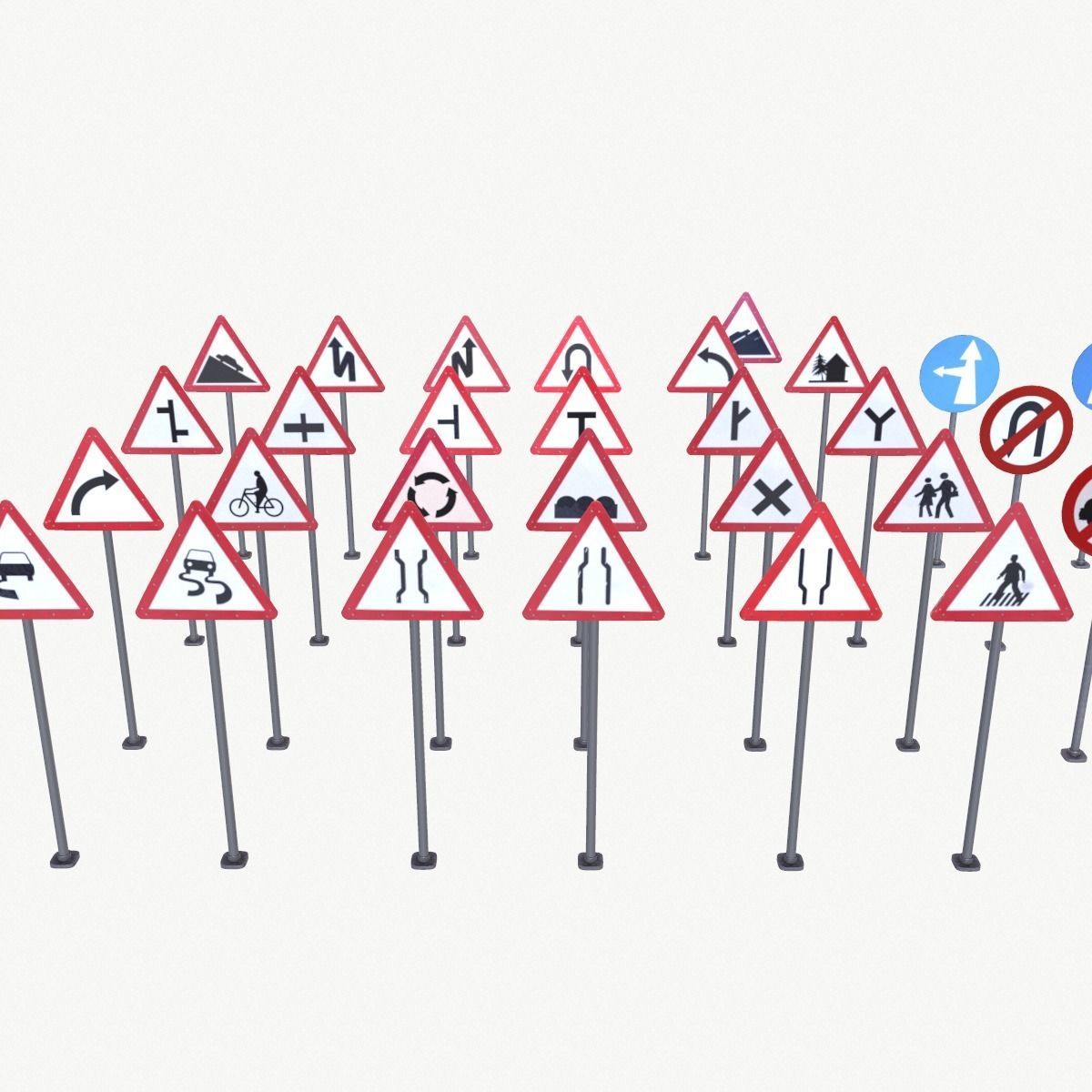 Road Sign Full Pack Low-poly 3D model_4