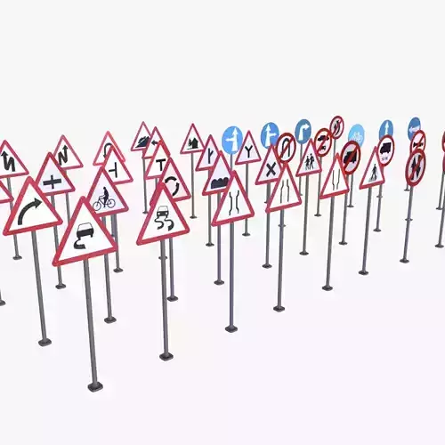 Road Sign Full Pack Low-poly 3D model
