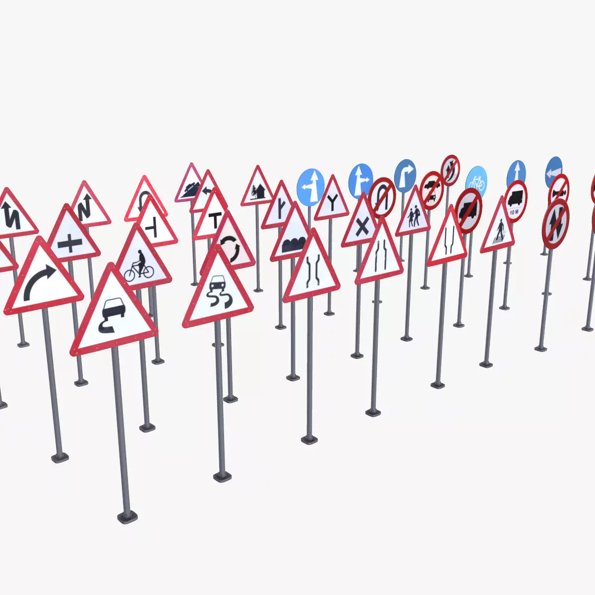 Road Sign Full Pack Low-poly 3D model_0