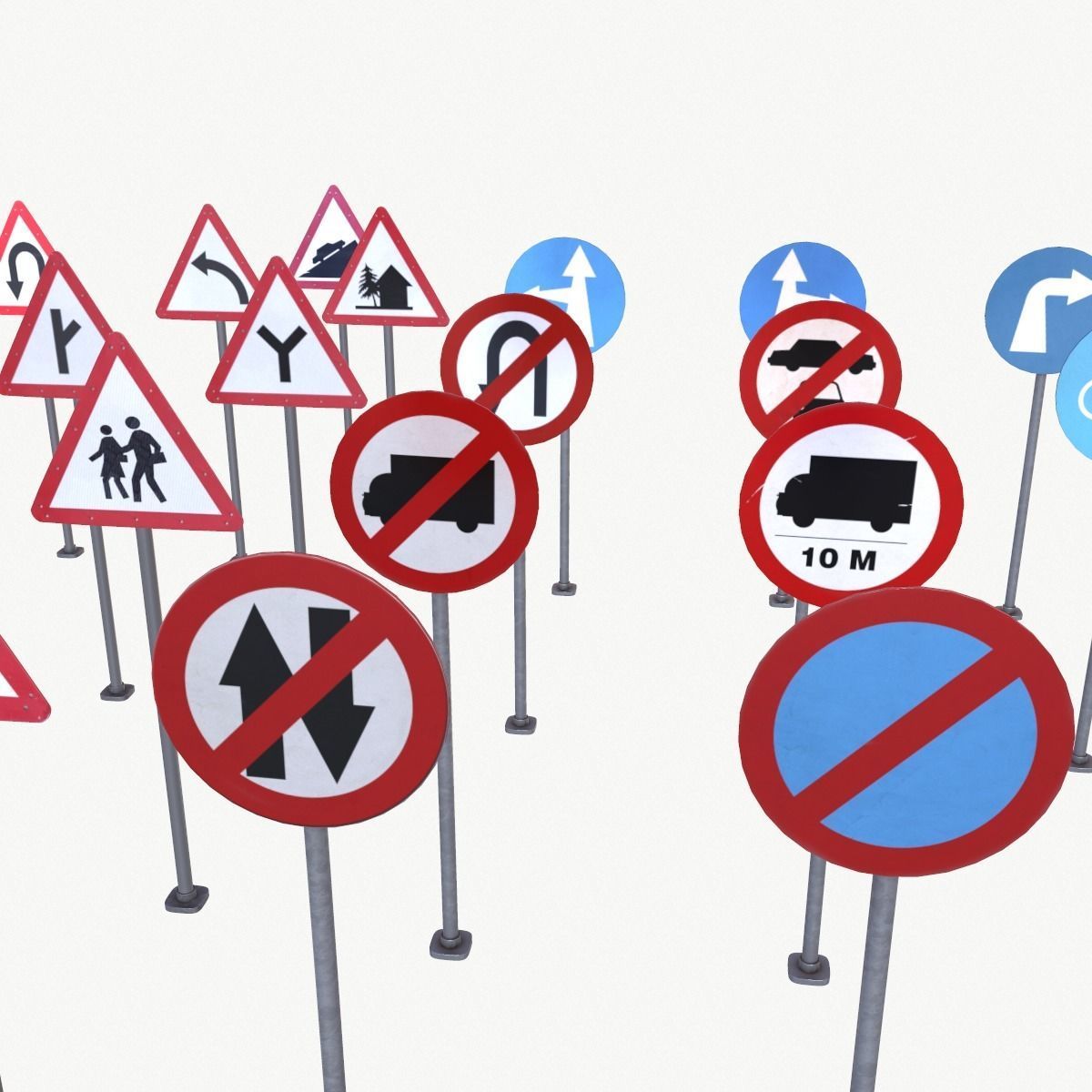 Road Sign Full Pack Low-poly 3D model_11