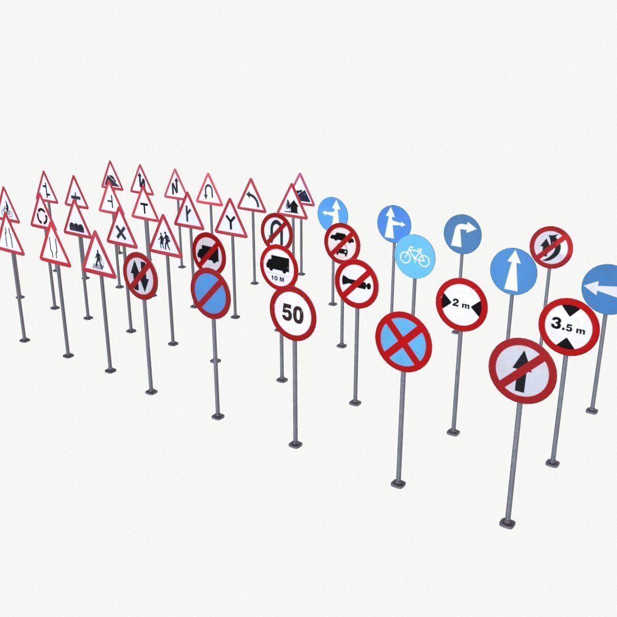 Road Sign Full Pack Low-poly 3D model_1