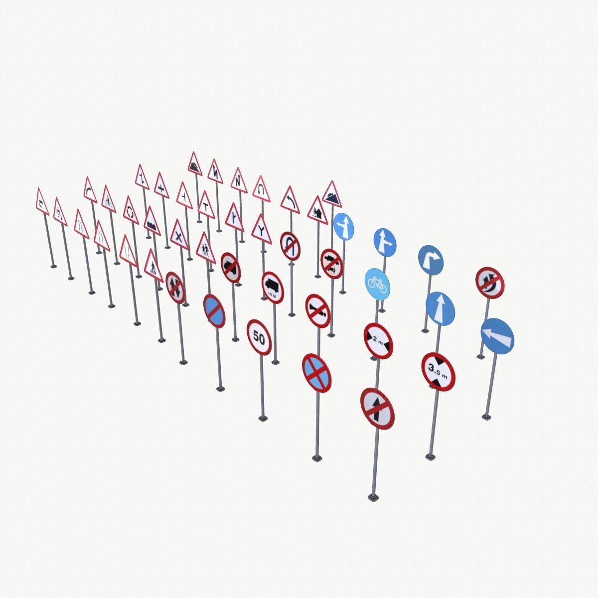 Road Sign Full Pack Low-poly 3D model_7