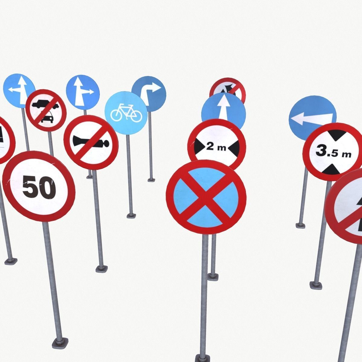 Road Sign Full Pack Low-poly 3D model_9