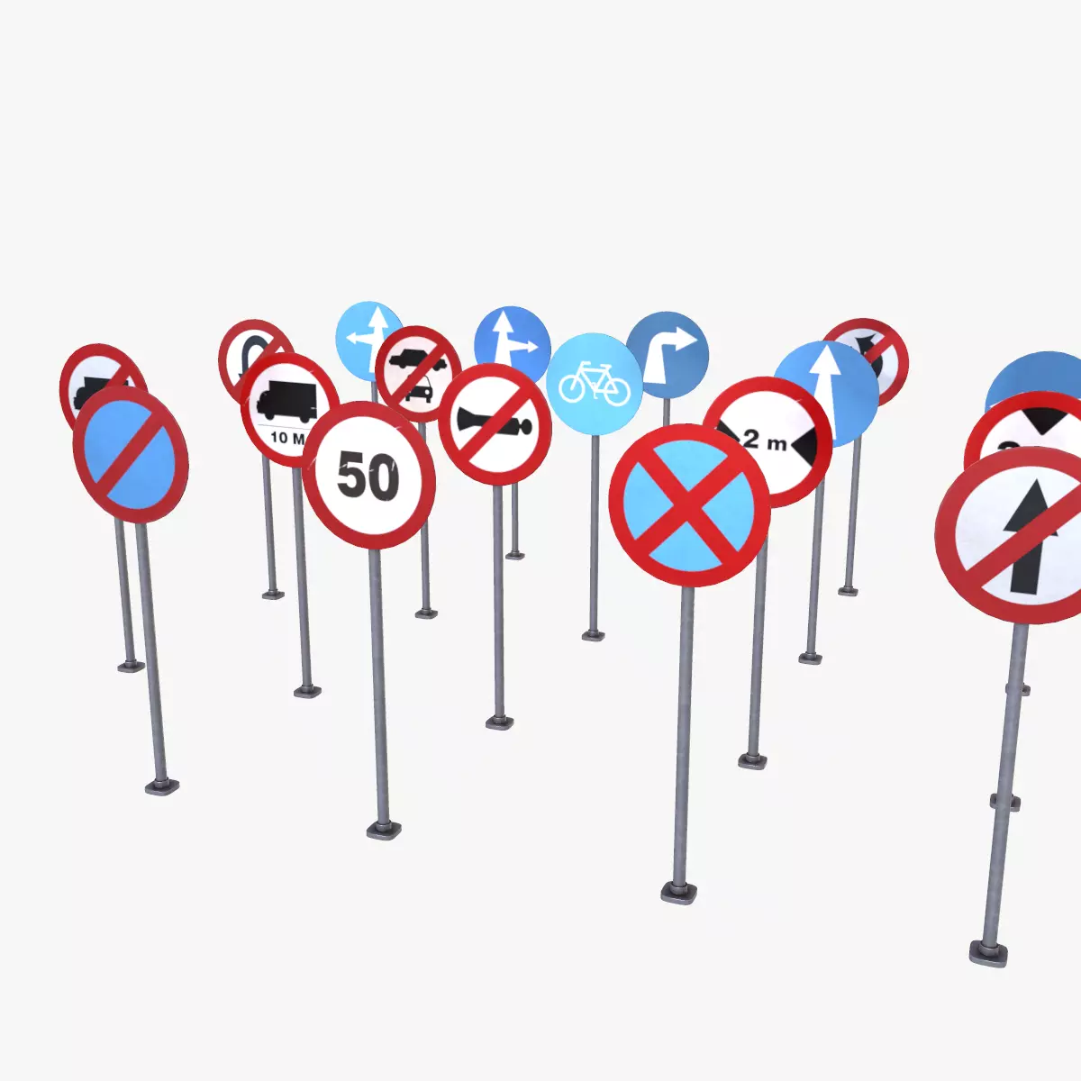 Road sign pack 2 Low-poly 3D model