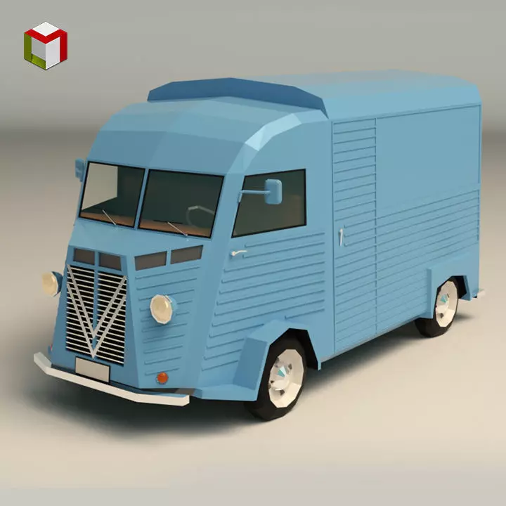 Low Poly Transporter Van 02 Low-poly 3D model