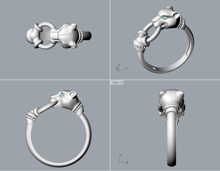 Women Panther Ring 3dm stl 3D print model 3D print model_26
