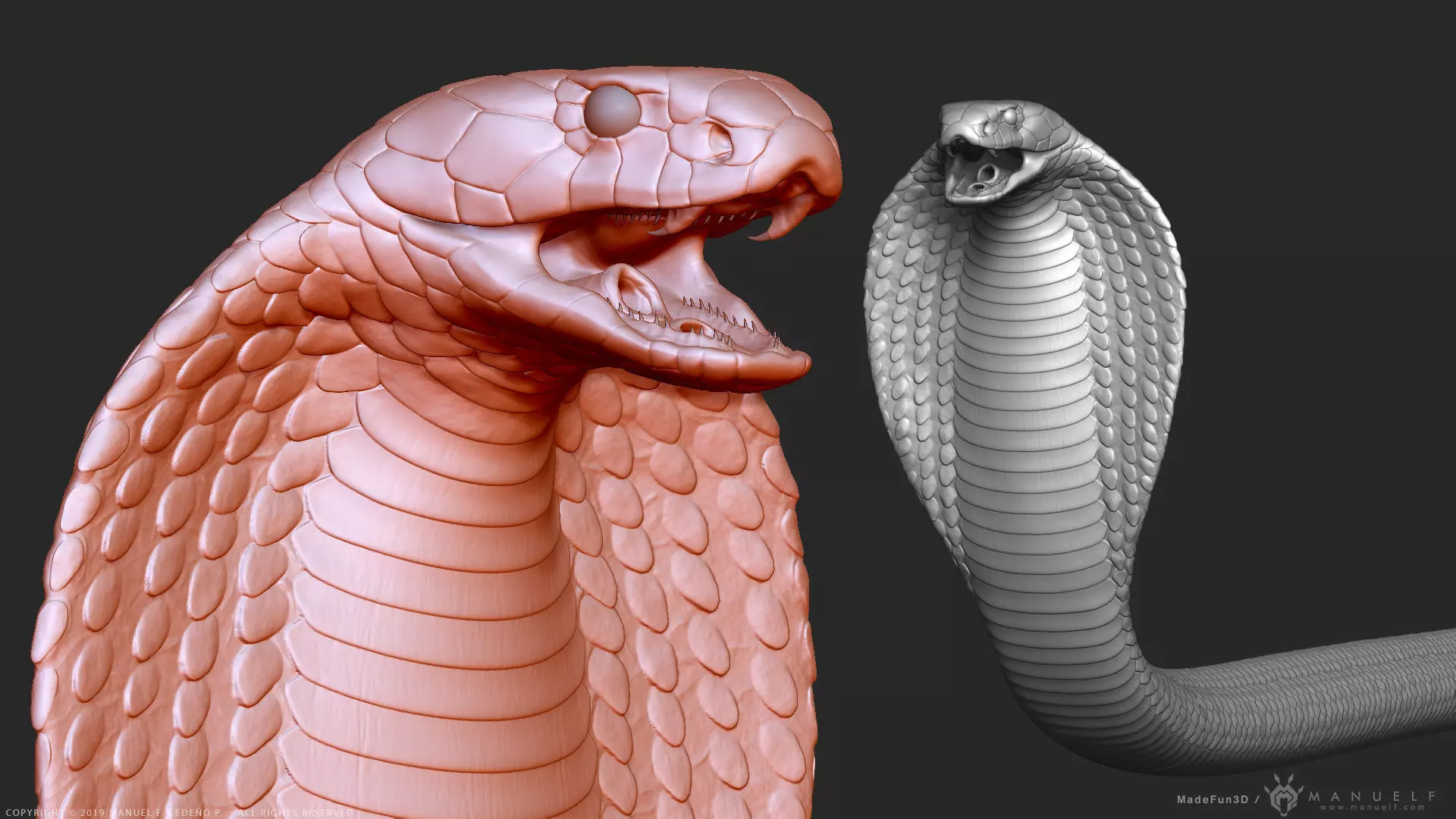 King Cobra Snake - Highpoly Sculpture 3D model_0