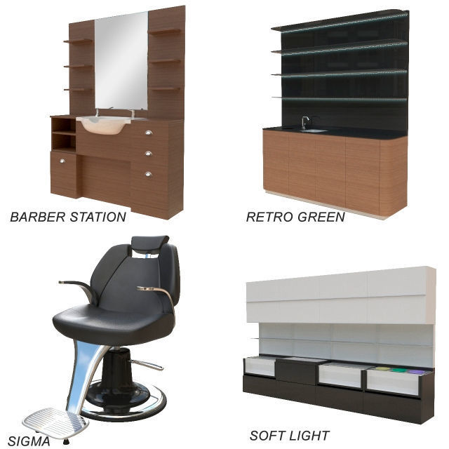 Spa set kitchen with shelves and sink 3D model_4