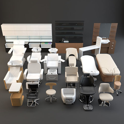 Spa set kitchen with shelves and sink 3D model