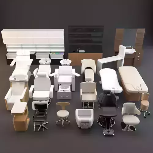 Spa set kitchen with shelves and sink 3D model