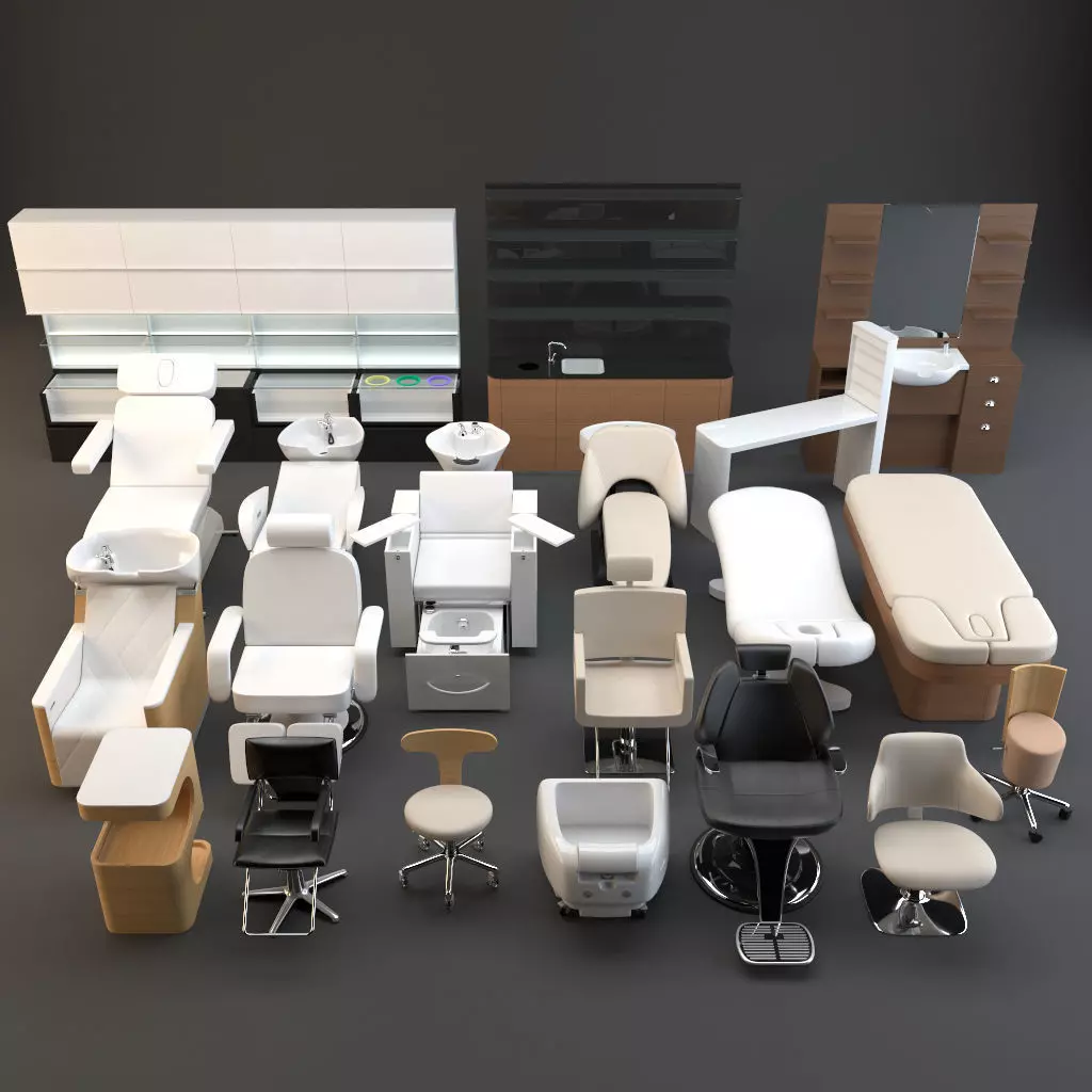 Spa set kitchen with shelves and sink 3D model_0