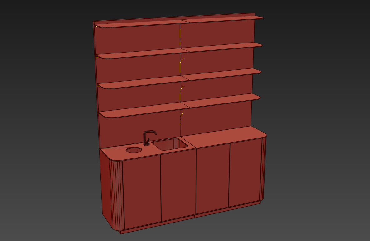 Spa set kitchen with shelves and sink 3D model_24