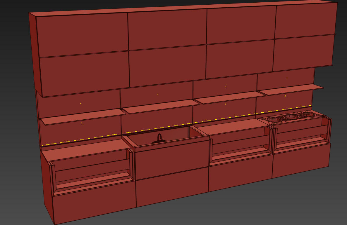 Spa set kitchen with shelves and sink 3D model_25