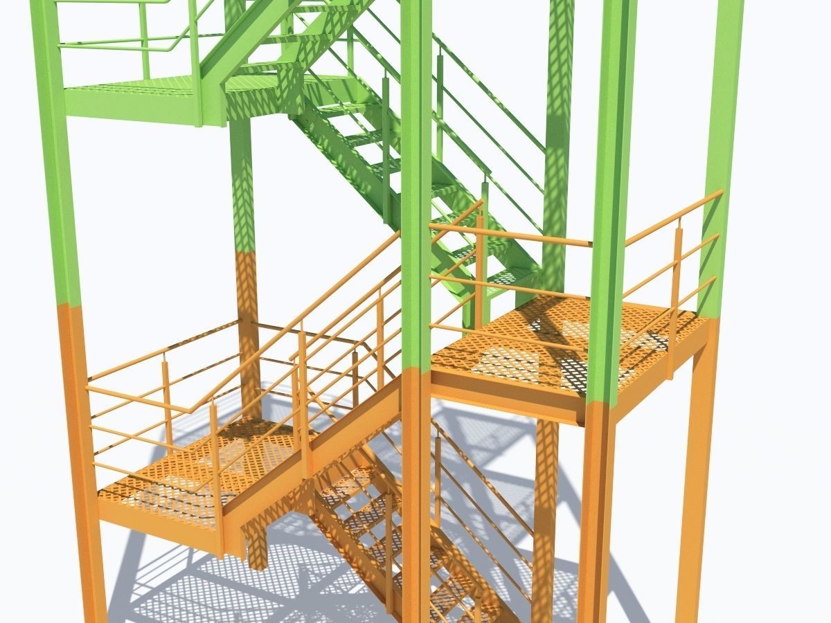 Industrial Stairs 3D model_9