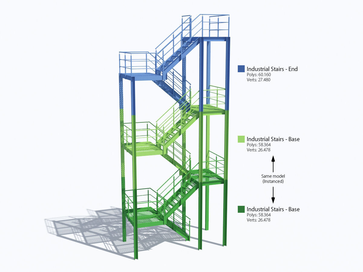 Industrial Stairs 3D model_2