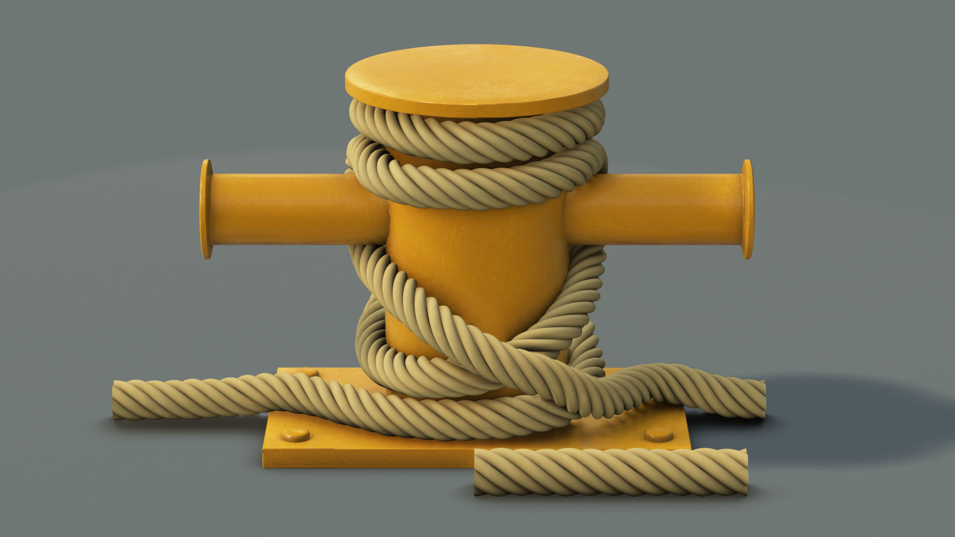 Mooring Sea Bollard with Rope Knot 3 3D model CGTrader
