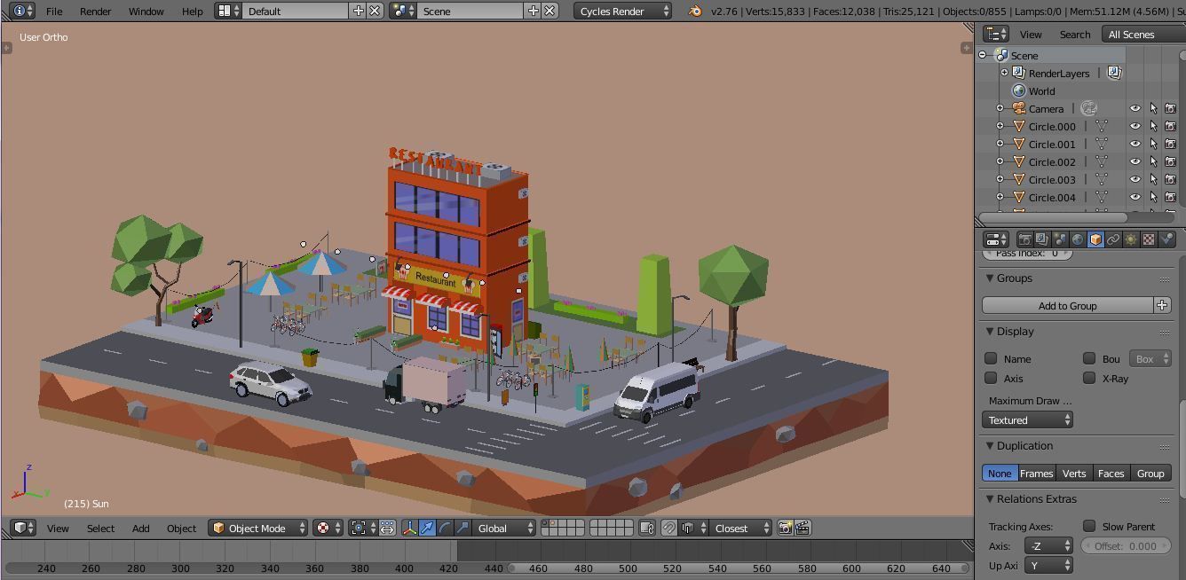 Low Loly Corner Rrestaurant Low-poly 3D model_7