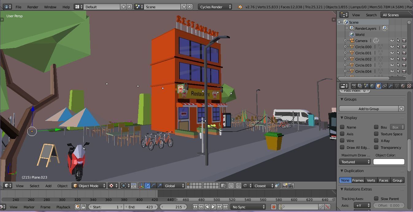 Low Loly Corner Rrestaurant Low-poly 3D model_8