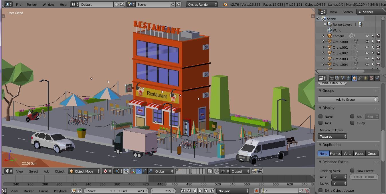 Low Loly Corner Rrestaurant Low-poly 3D model_10