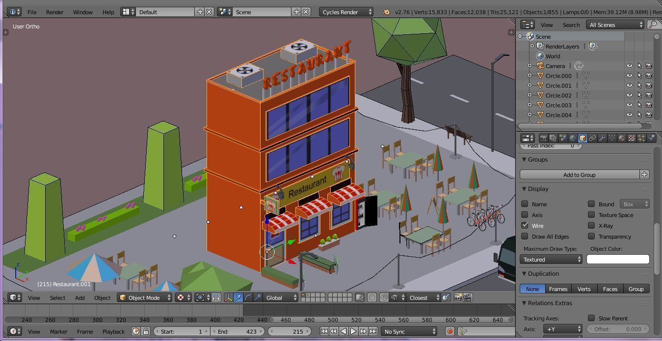 Low Loly Corner Rrestaurant Low-poly 3D model_9