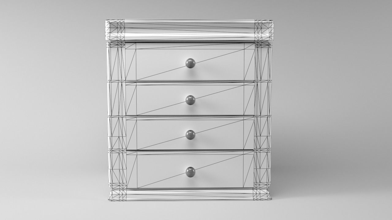 Nightstand chest of drawers Low-poly 3D model_4