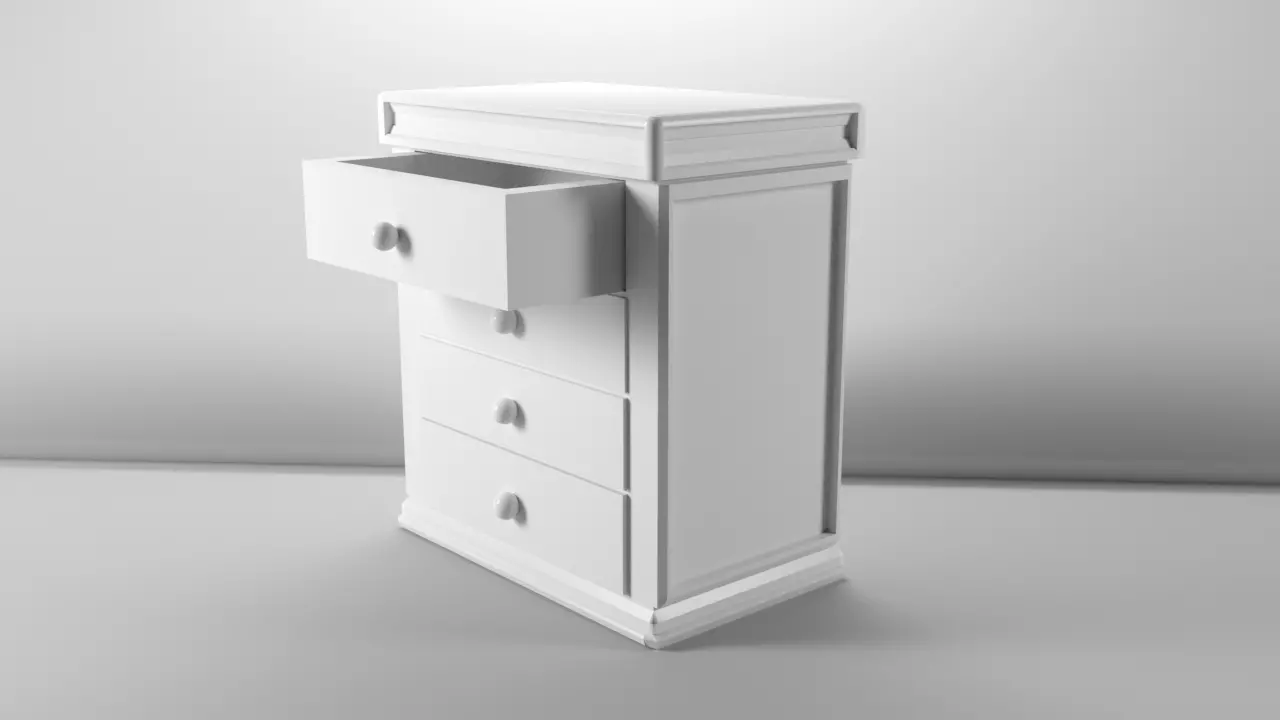 Nightstand chest of drawers Low-poly 3D model_0