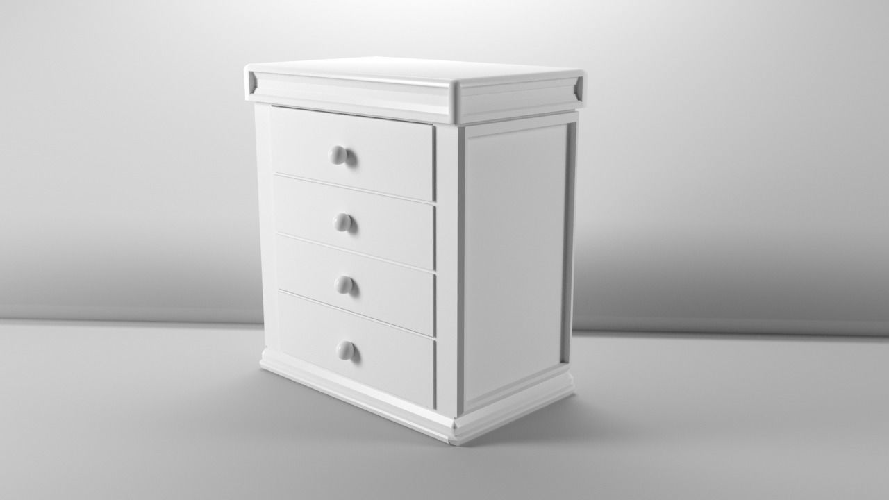 Nightstand chest of drawers Low-poly 3D model_1