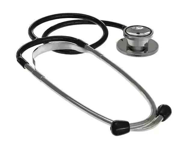 Phonendoscope stethoscope lies on a ground 3D model