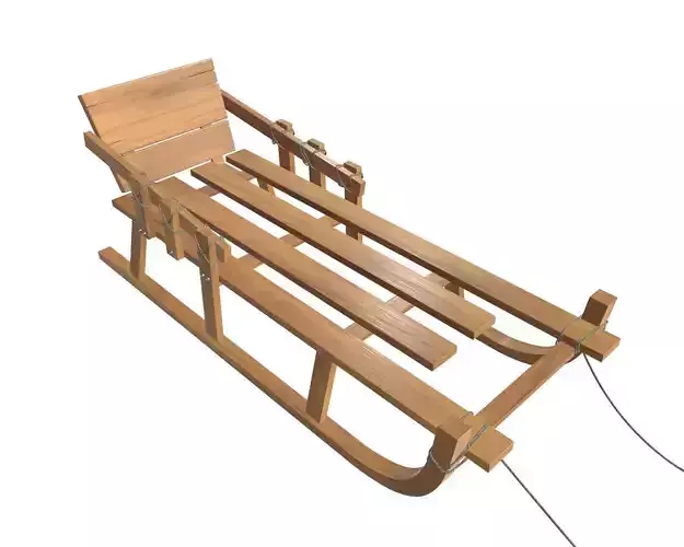 Sledge wooden sleigh 3D model