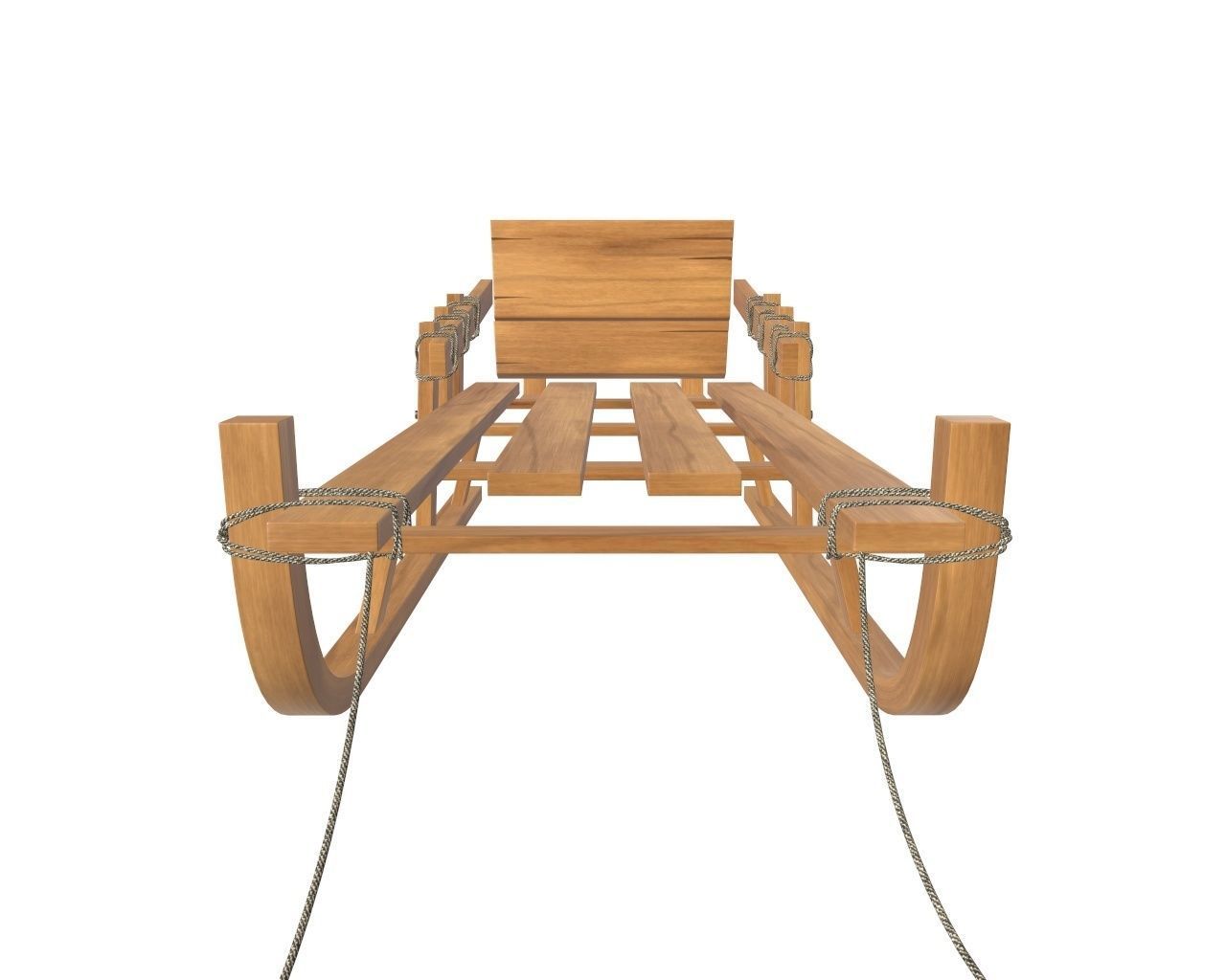 Sledge wooden sleigh 3D model_3