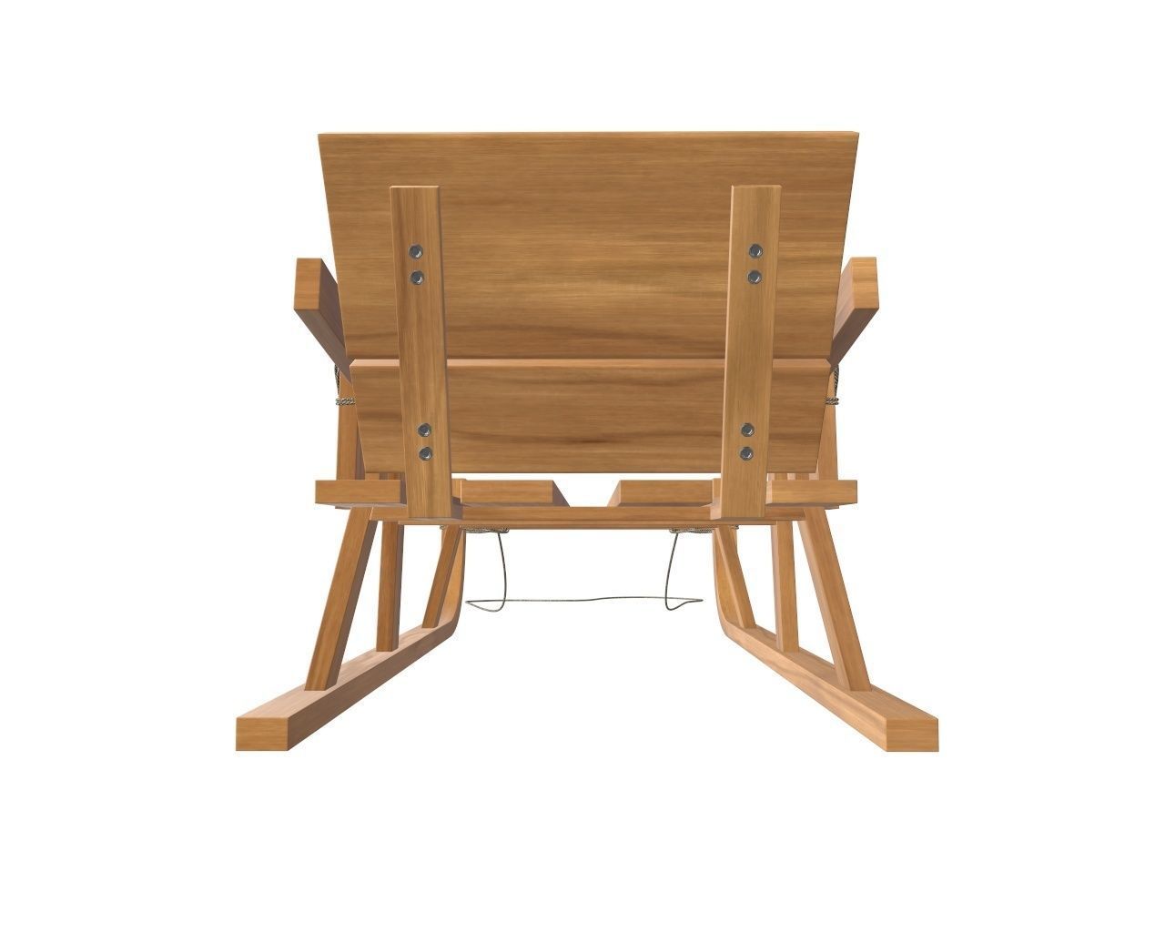 Sledge wooden sleigh 3D model_4