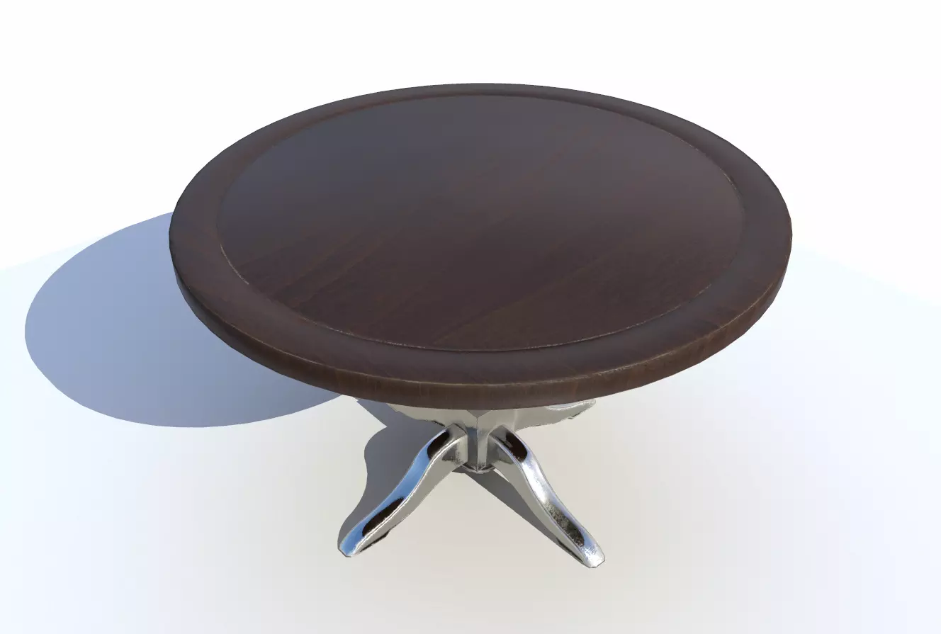 Round Dining Table 5 PBR Low-poly 3D model_0
