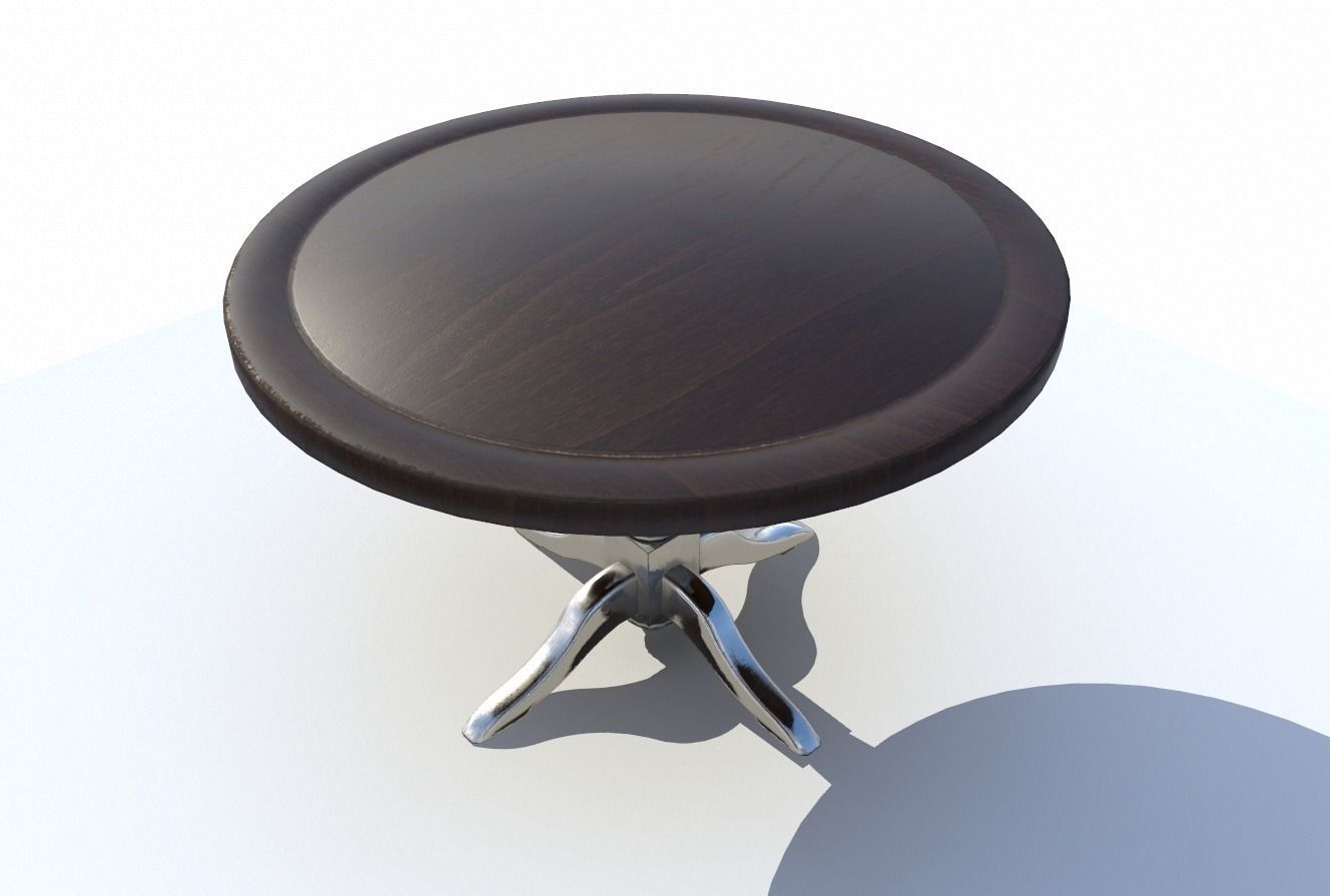 Round Dining Table 5 PBR Low-poly 3D model_2
