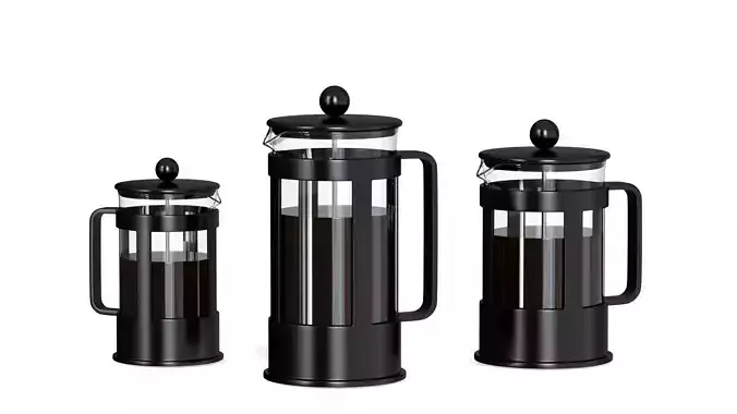French press Low-poly 3D model