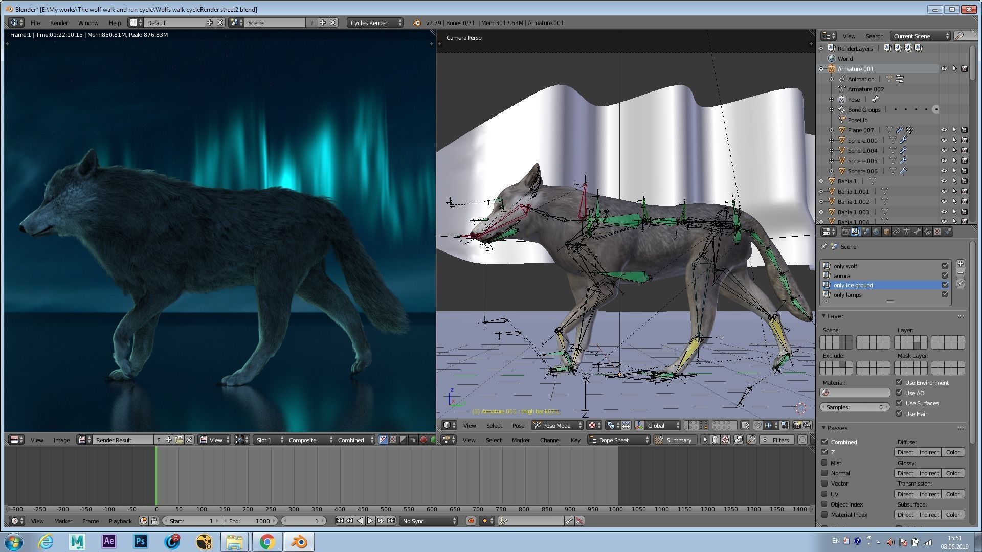 Grey wolf rigged and animated and polar light 3D model_10