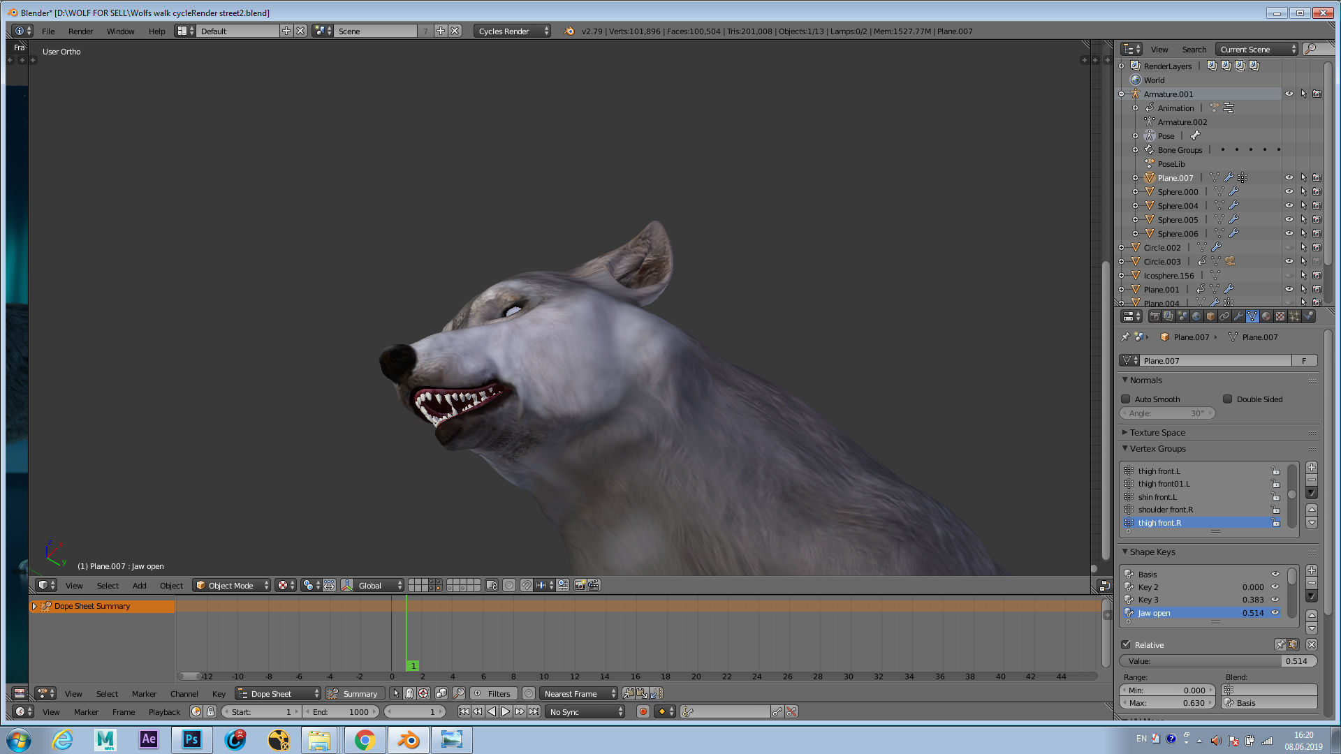 Grey wolf rigged and animated and polar light 3D model_9
