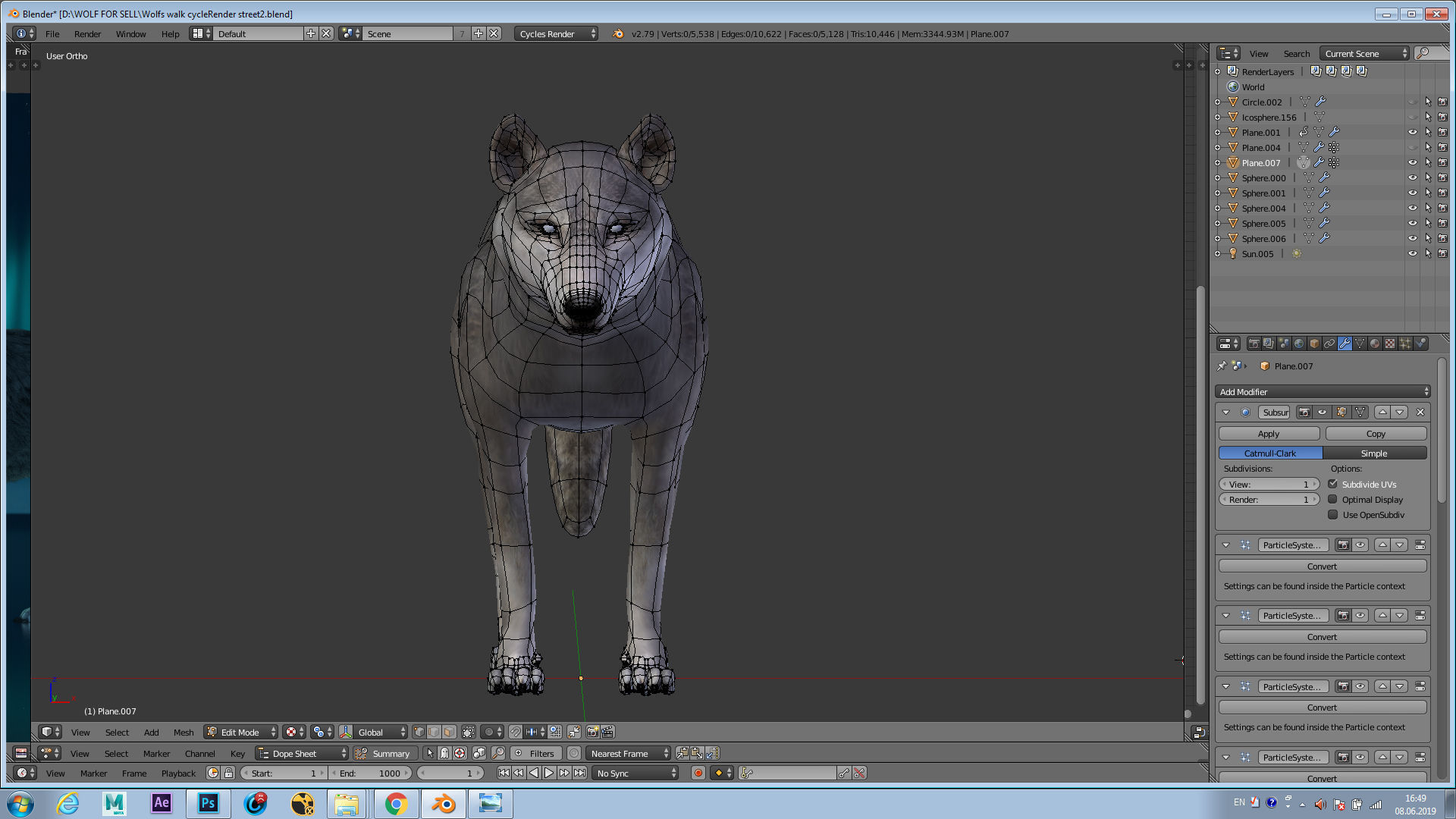 Grey wolf rigged and animated and polar light 3D model_7