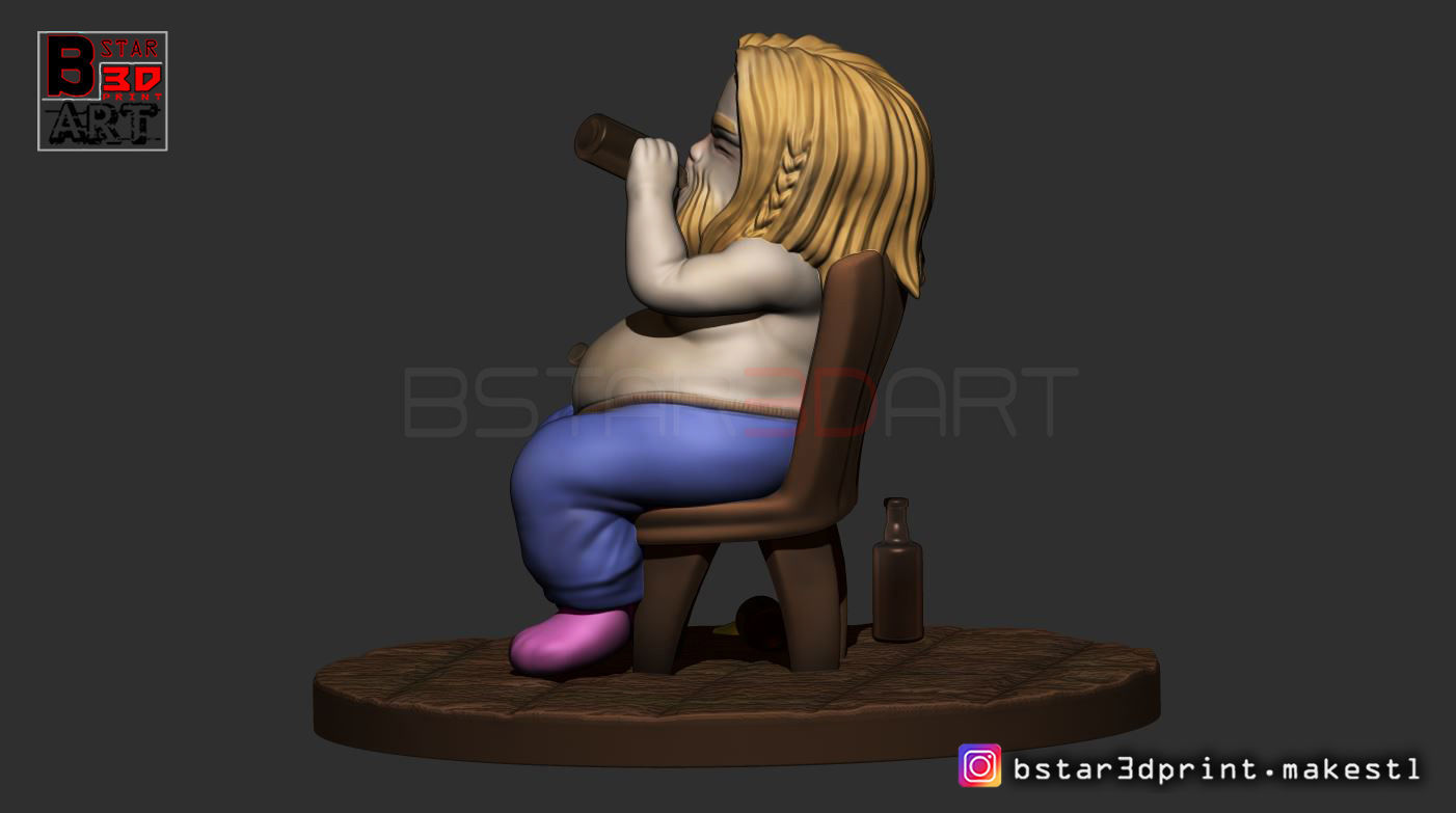 Thor Fat CHIBI version - Avenger 4 -Endgame - from Marvel 3D print model_3