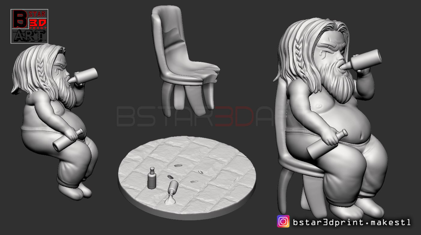 Thor Fat CHIBI version - Avenger 4 -Endgame - from Marvel 3D print model_14