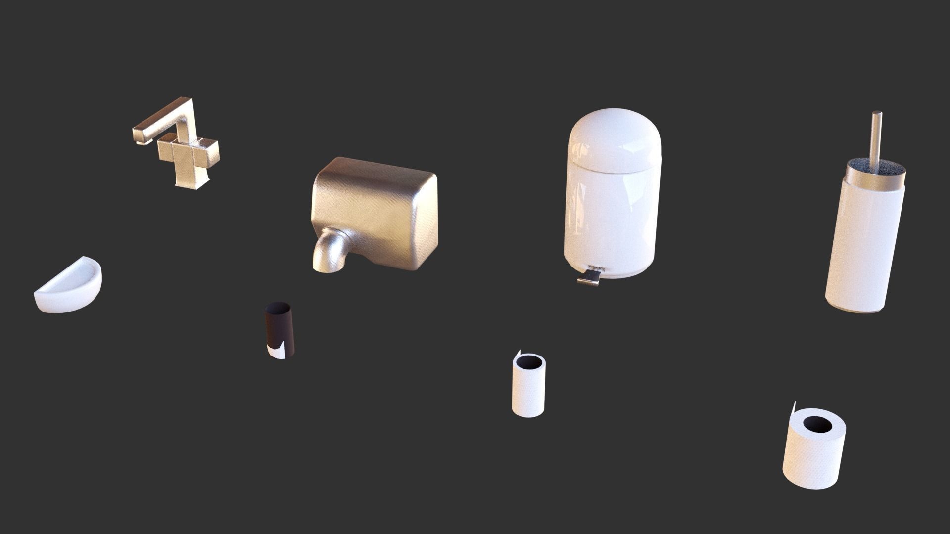 Public Restroom Assets Low-poly 3D model_13
