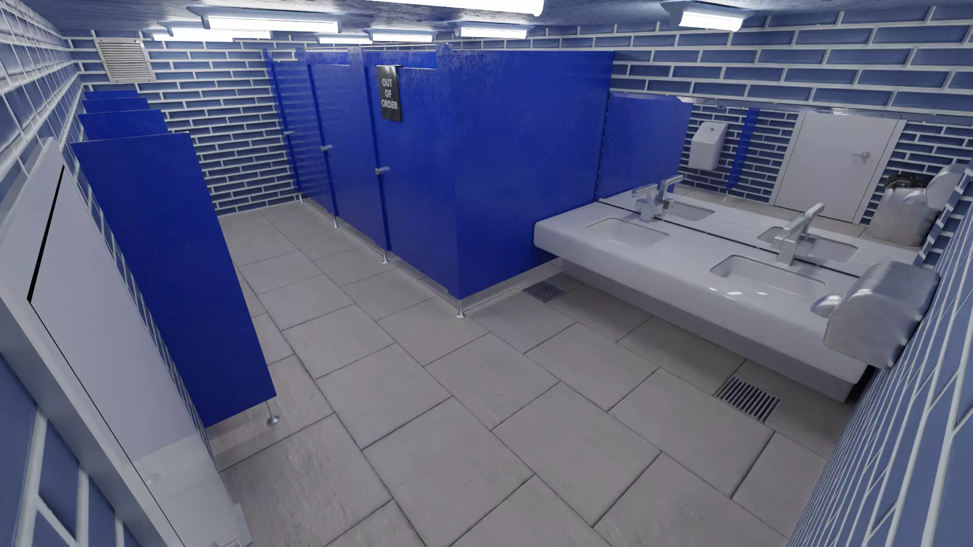 Public Restroom Assets Low-poly 3D model_0