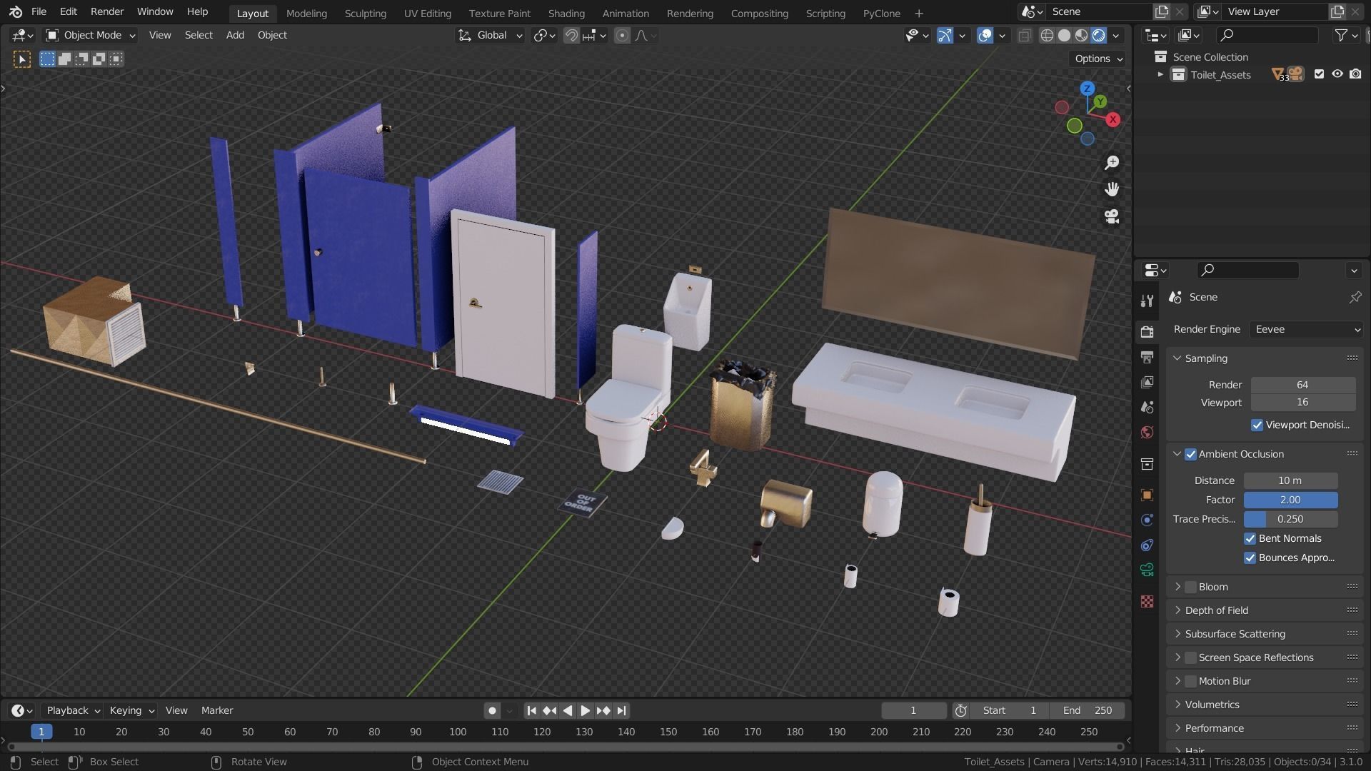 Public Restroom Assets Low-poly 3D model_19