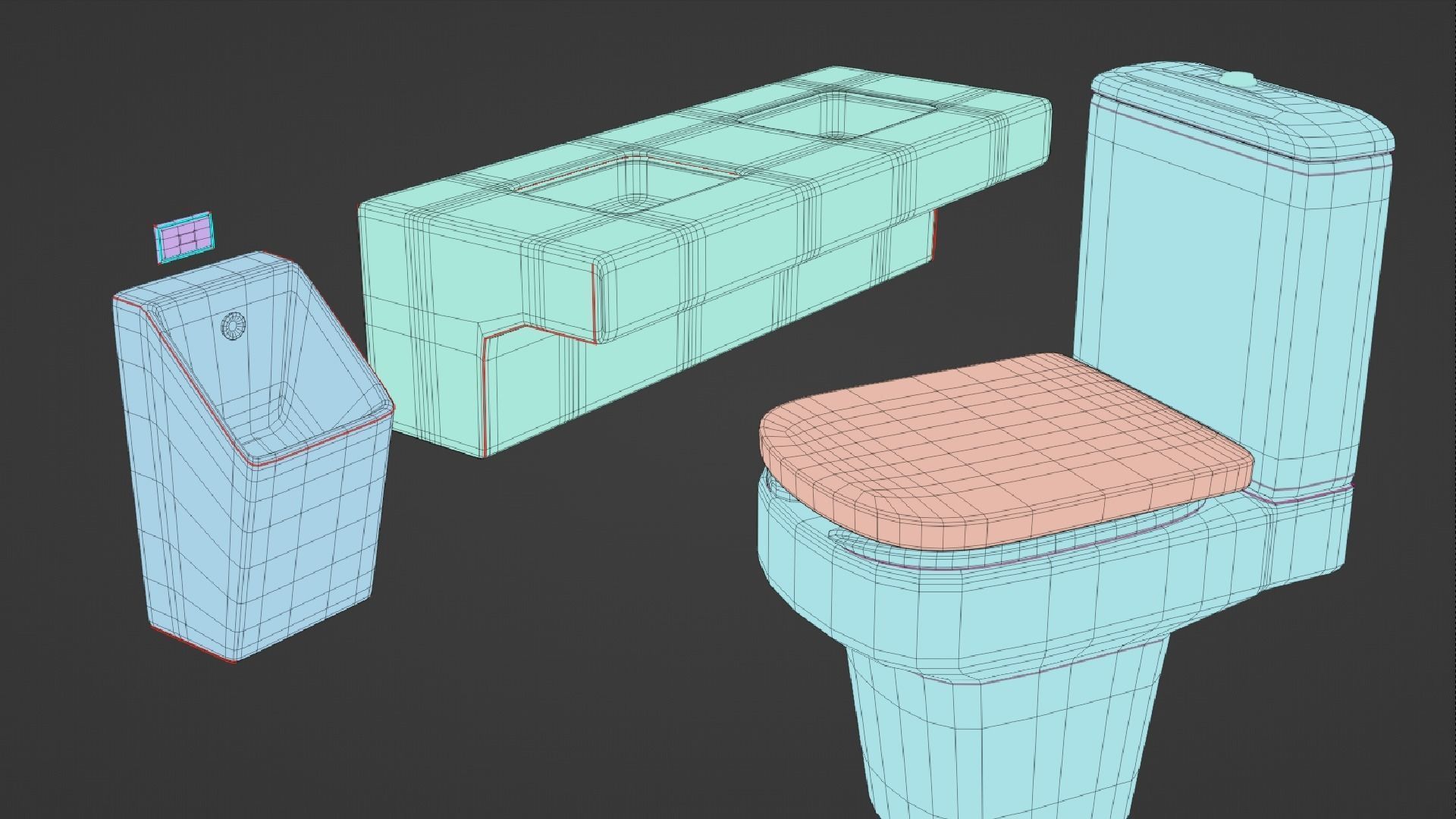 Public Restroom Assets Low-poly 3D model_11