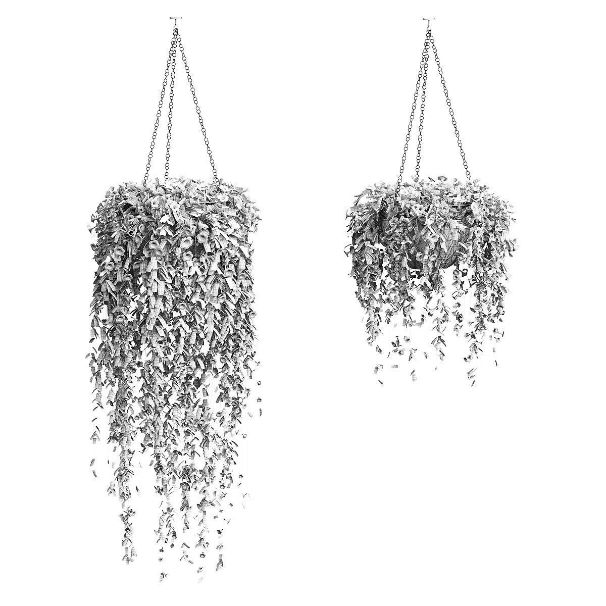 Petunias set in pots - 2 models 3D model_1