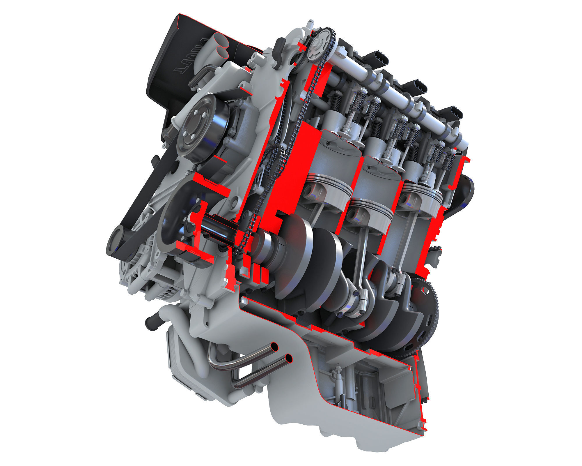 V6 Engine Interior and Cutaway 3D model_23