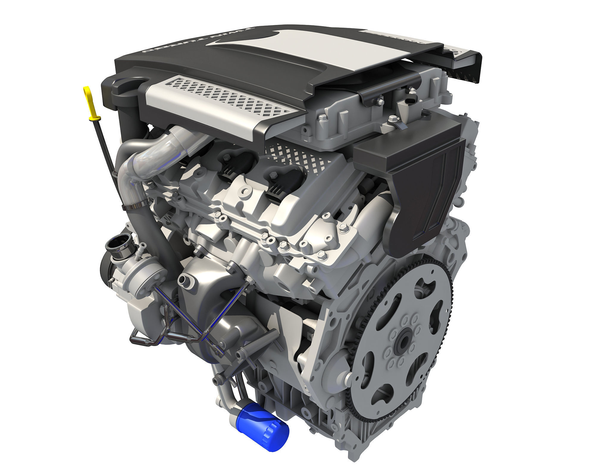 V6 Engine Interior and Cutaway 3D model_7
