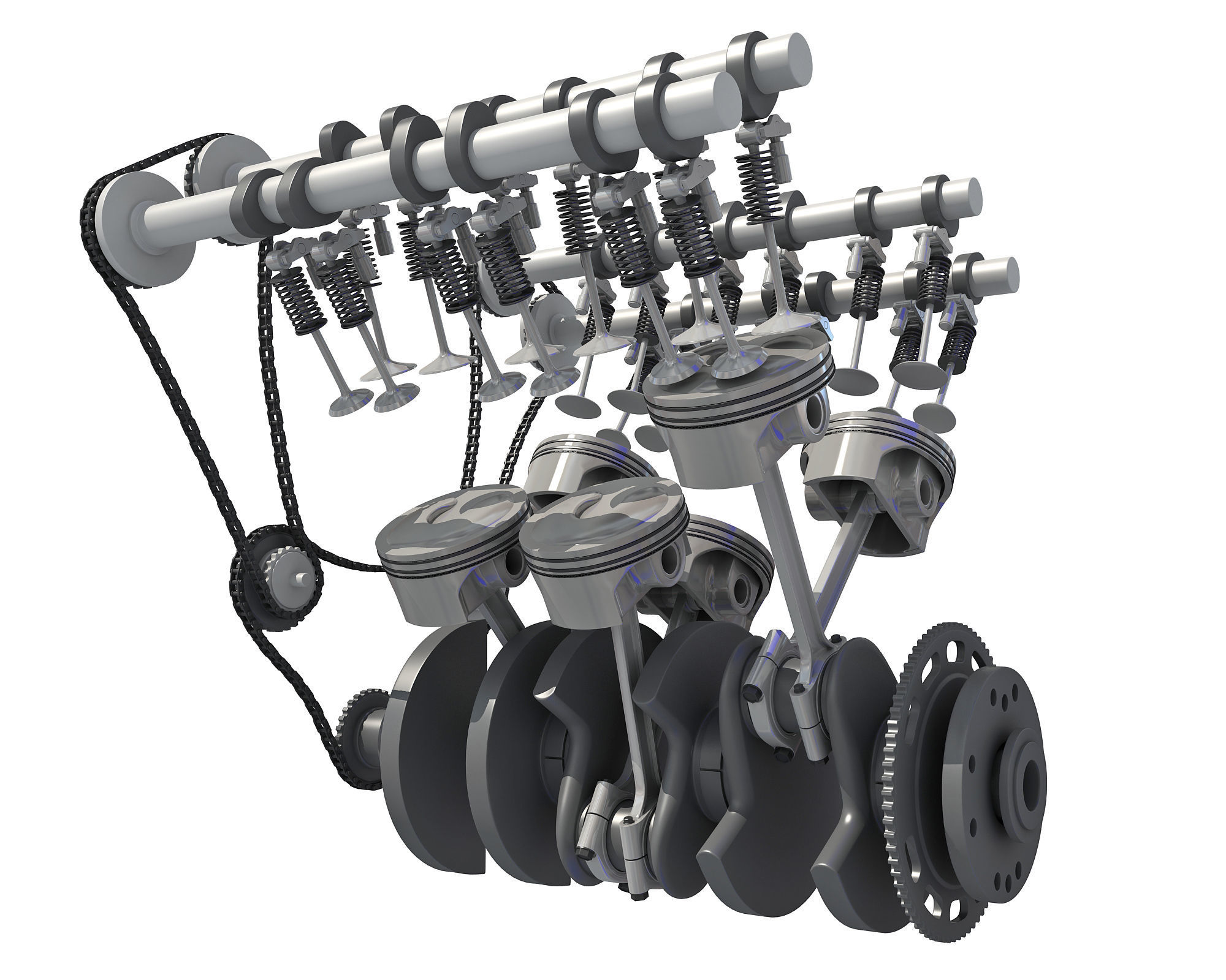 V6 Engine Interior and Cutaway 3D model_30