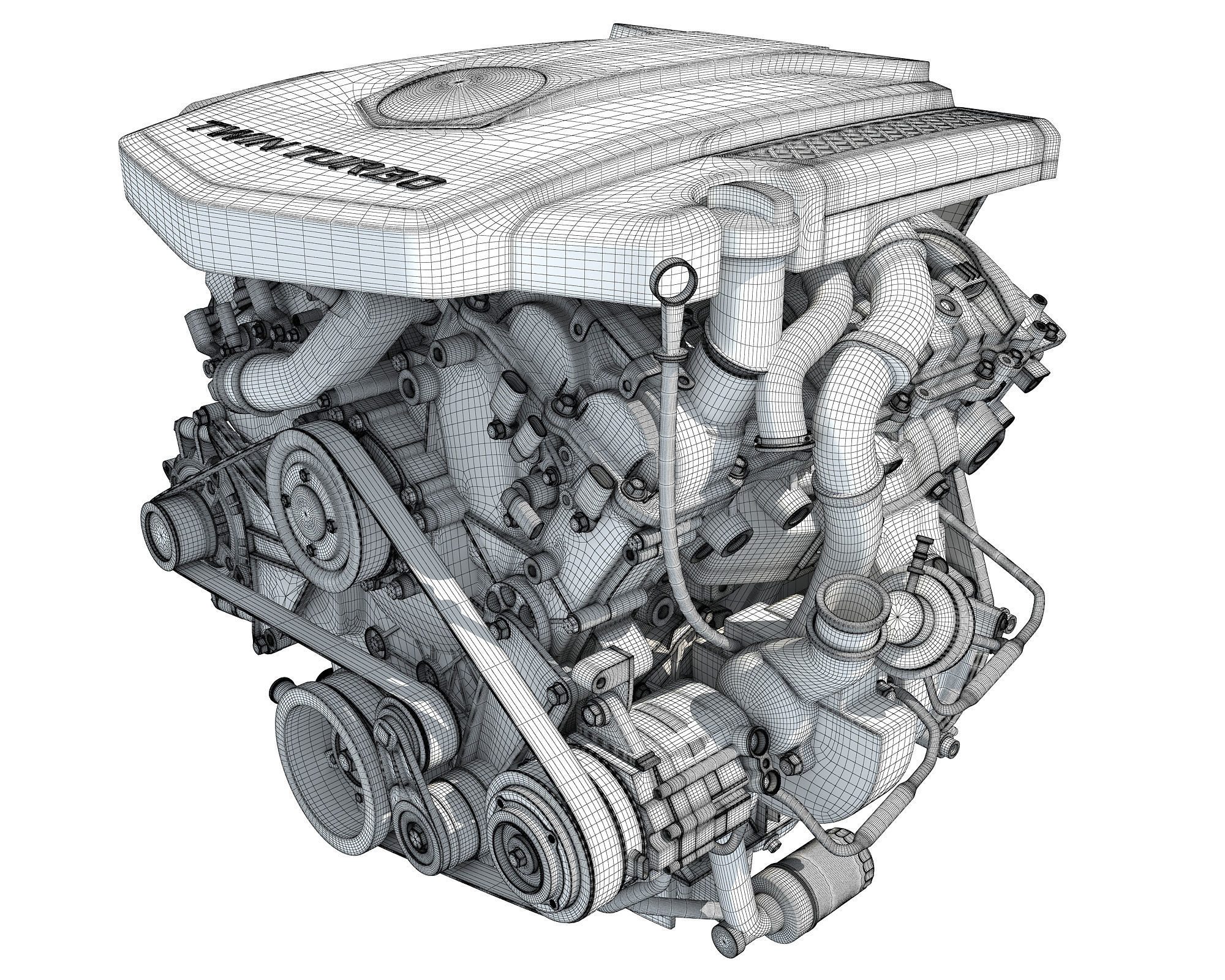 V6 Engine Interior and Cutaway 3D model_46